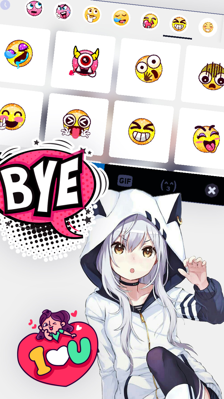 اسکرین شات 3 برنامه Cute Cat Girl Keyboard Background