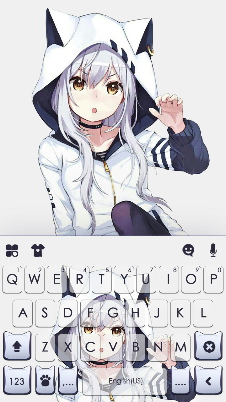 اسکرین شات 5 برنامه Cute Cat Girl Keyboard Background