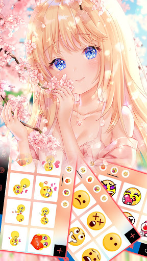 اسکرین شات 4 برنامه Cute Sakura Girl Keyboard Background