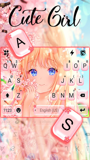 اسکرین شات 2 برنامه Cute Sakura Girl Keyboard Background