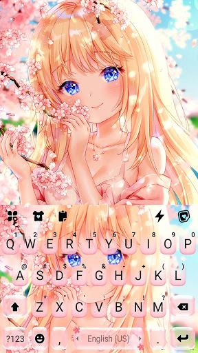 اسکرین شات 5 برنامه Cute Sakura Girl Keyboard Background