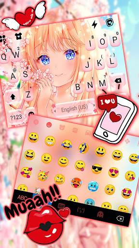اسکرین شات 3 برنامه Cute Sakura Girl Keyboard Background