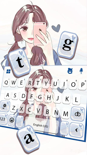 اسکرین شات 2 برنامه Cute Selfie Girl Keyboard Theme