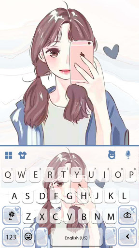 اسکرین شات 5 برنامه Cute Selfie Girl Keyboard Theme