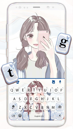 اسکرین شات 1 برنامه Cute Selfie Girl Keyboard Theme