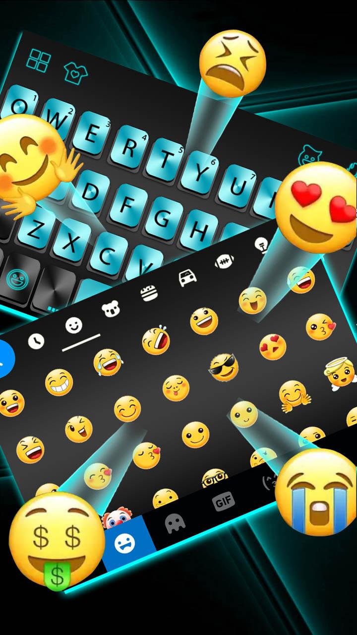 اسکرین شات 4 برنامه Cyan Metal Keyboard Theme