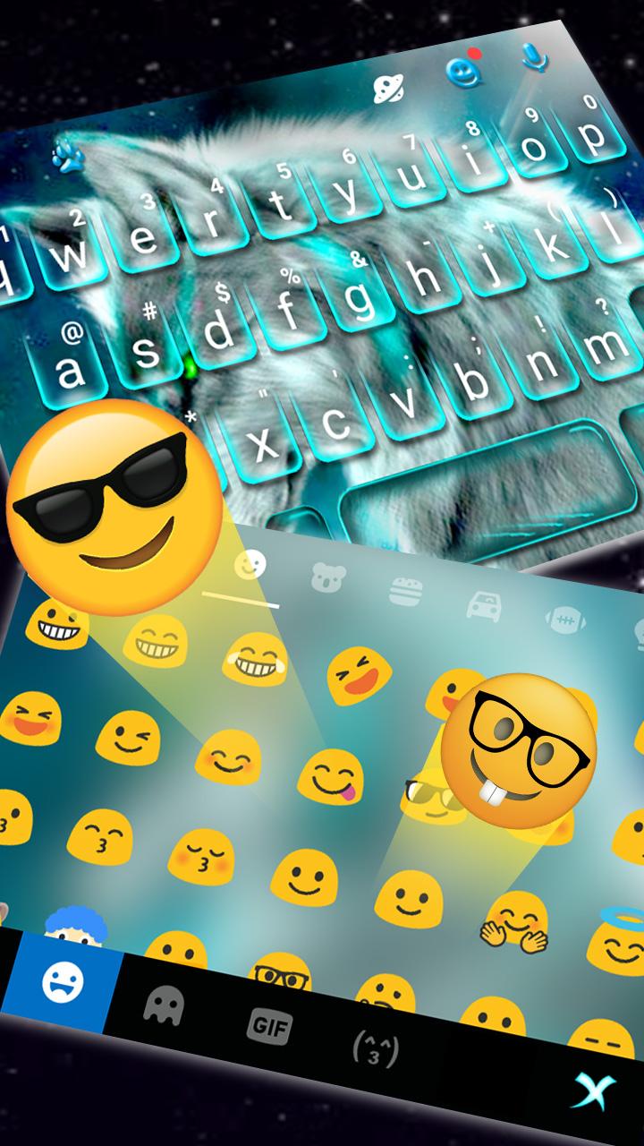 اسکرین شات 3 برنامه Cyan Neon Wolf Keyboard Theme