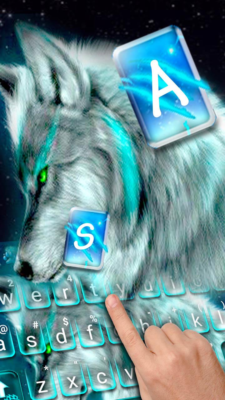 اسکرین شات 2 برنامه Cyan Neon Wolf Keyboard Theme