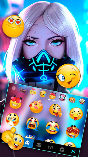 اسکرین شات 3 برنامه Cyber Punk Girl Keyboard Theme