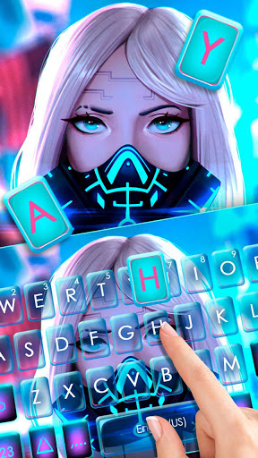 اسکرین شات 2 برنامه Cyber Punk Girl Keyboard Theme