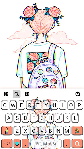 اسکرین شات 5 برنامه Doodle Cartoon Girl Keyboard Background