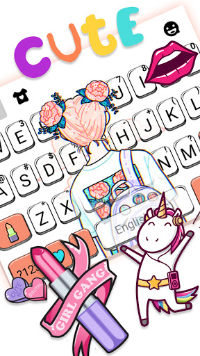 اسکرین شات 3 برنامه Doodle Cartoon Girl Keyboard Background
