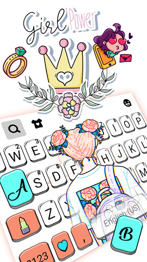 اسکرین شات 2 برنامه Doodle Cartoon Girl Keyboard Background