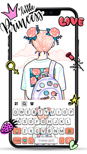 اسکرین شات 1 برنامه Doodle Cartoon Girl Keyboard Background