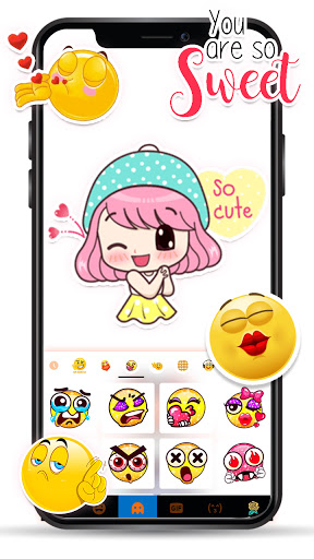 اسکرین شات 4 برنامه Doodle Cartoon Girl Keyboard Background