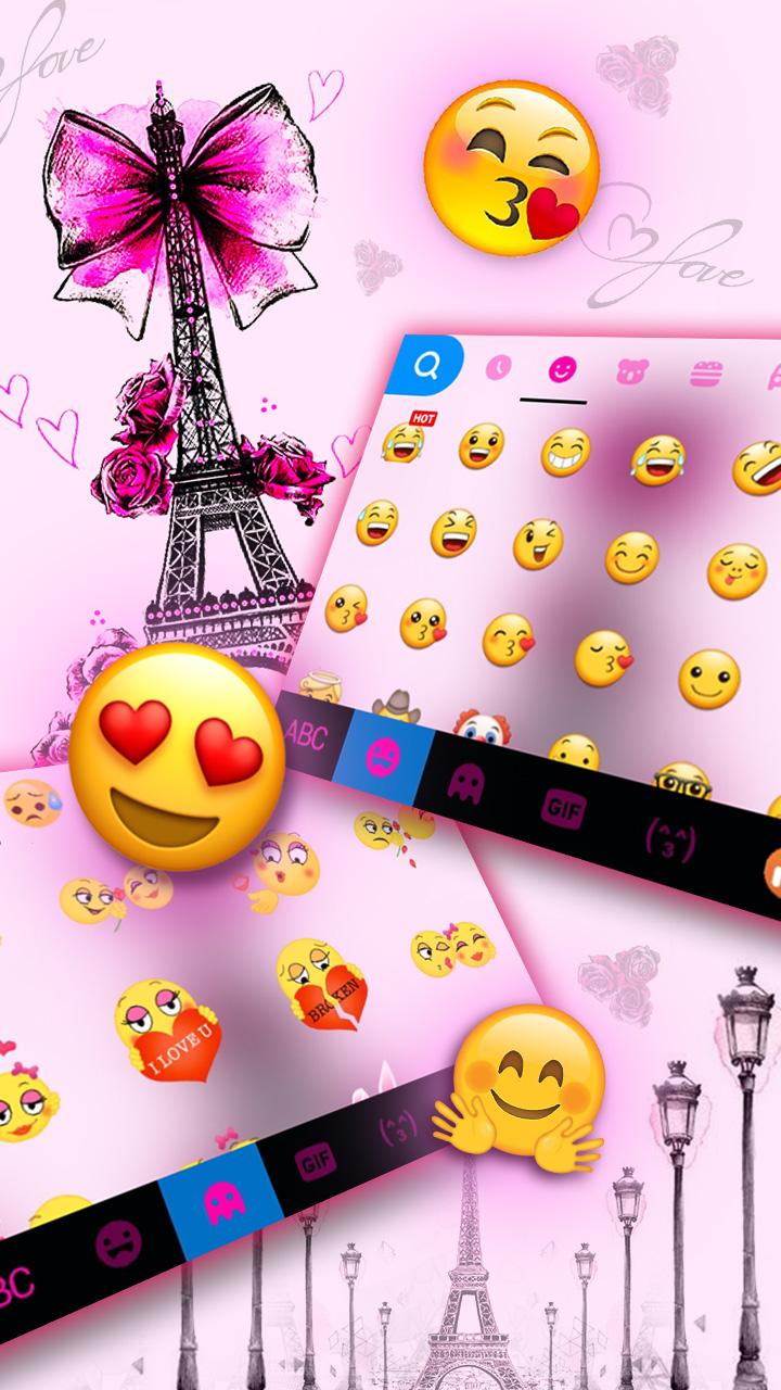اسکرین شات 3 برنامه Eiffel Tower Pink Bow Keyboard