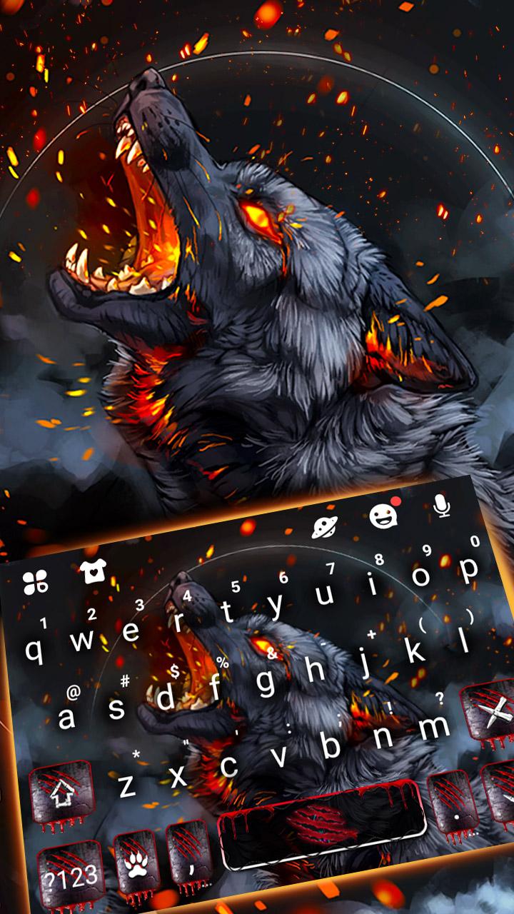 اسکرین شات 1 برنامه Flaming Wolf Keyboard Theme