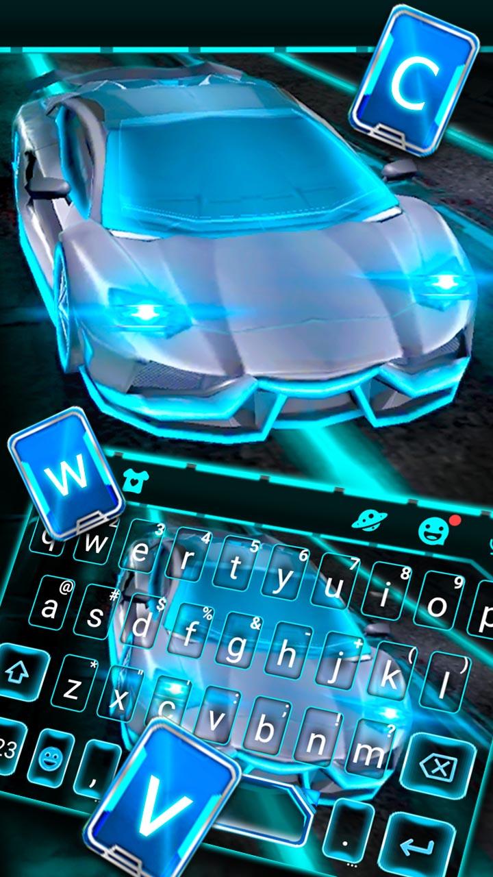 اسکرین شات 2 برنامه Flashy Neon Sports Car Keyboard Theme