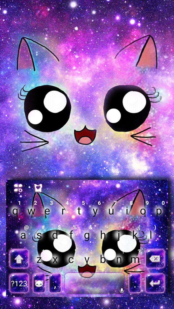 اسکرین شات 1 برنامه Galaxy Cute Smile Cat Keyboard Theme