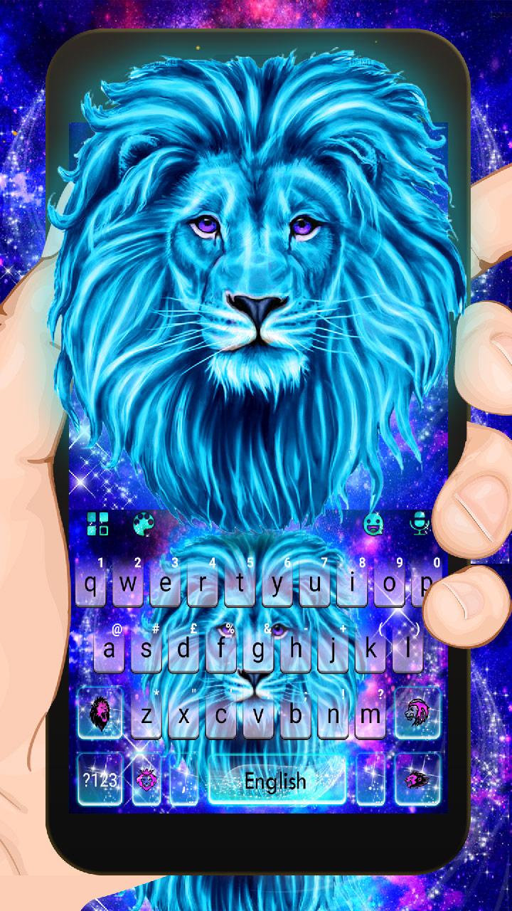 اسکرین شات 1 برنامه Galaxy Neon Lion Keyboard Theme