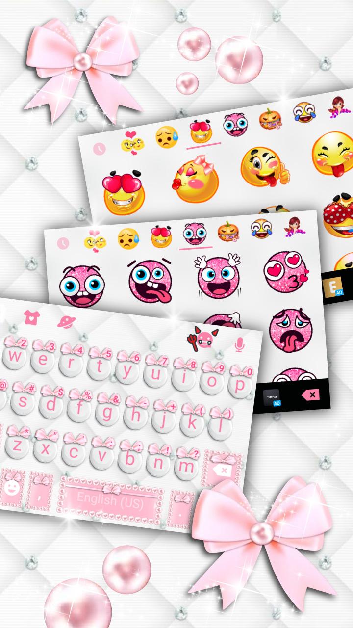 اسکرین شات 2 برنامه Girly Pink Bows Keyboard Theme