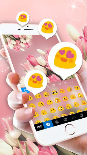 اسکرین شات 3 برنامه Girly Pink Tulip Keyboard Theme