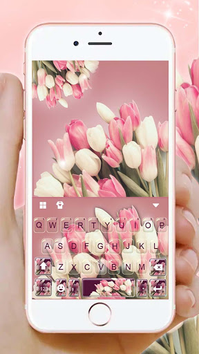 اسکرین شات 1 برنامه Girly Pink Tulip Keyboard Theme