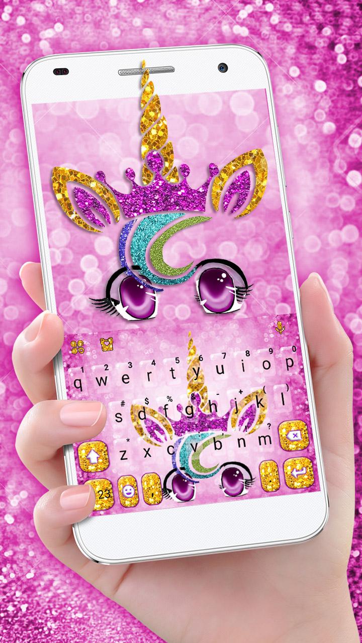 اسکرین شات 1 برنامه Glisten Unicorn Girl Keyboard Theme