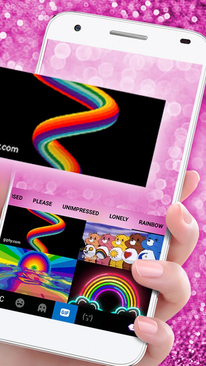 اسکرین شات 4 برنامه Glisten Unicorn Girl Keyboard Theme