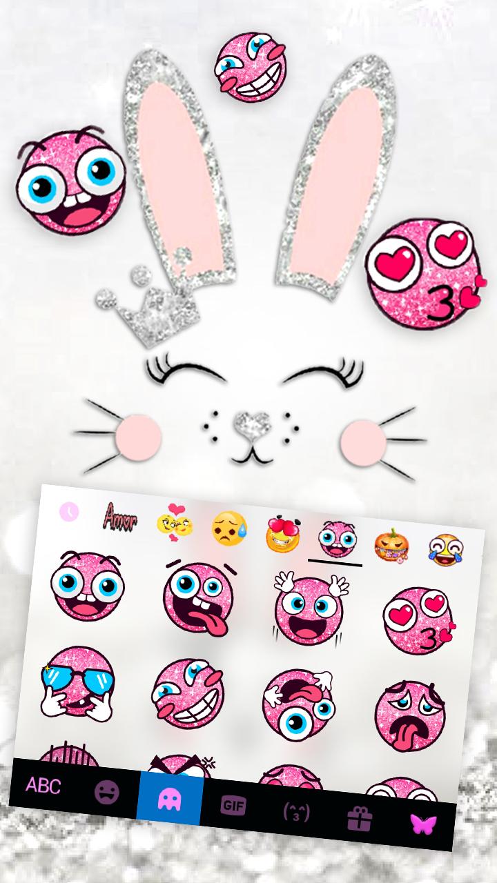 اسکرین شات 3 برنامه Silver Glitter Bunny Keyboard