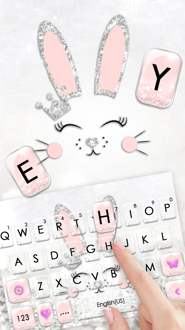 اسکرین شات 2 برنامه Silver Glitter Bunny Keyboard