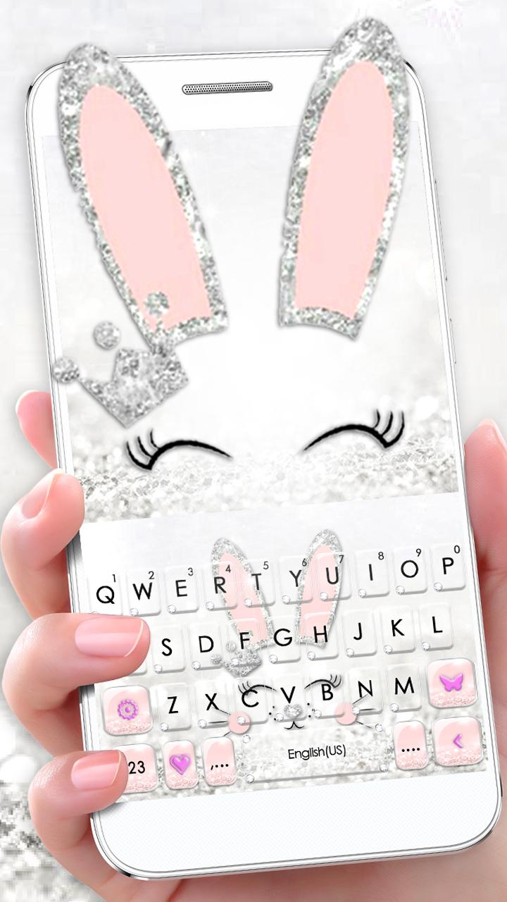 اسکرین شات 1 برنامه Silver Glitter Bunny Keyboard