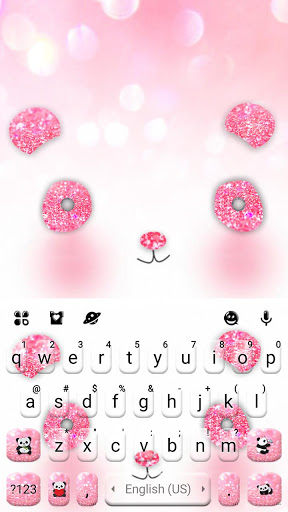 اسکرین شات 1 برنامه Glitter Pink Panda Keyboard Theme
