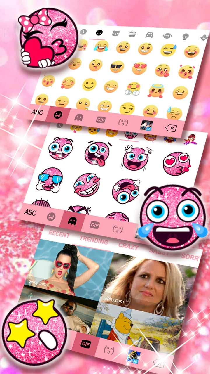 اسکرین شات 4 برنامه Glittering Pink Diamond Keyboard Theme