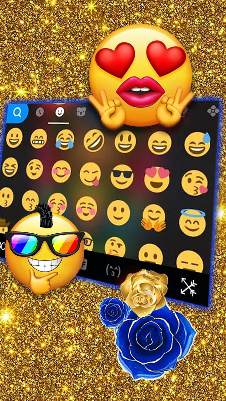 اسکرین شات 4 برنامه Gold Blue Rose Crystal Keyboard Theme