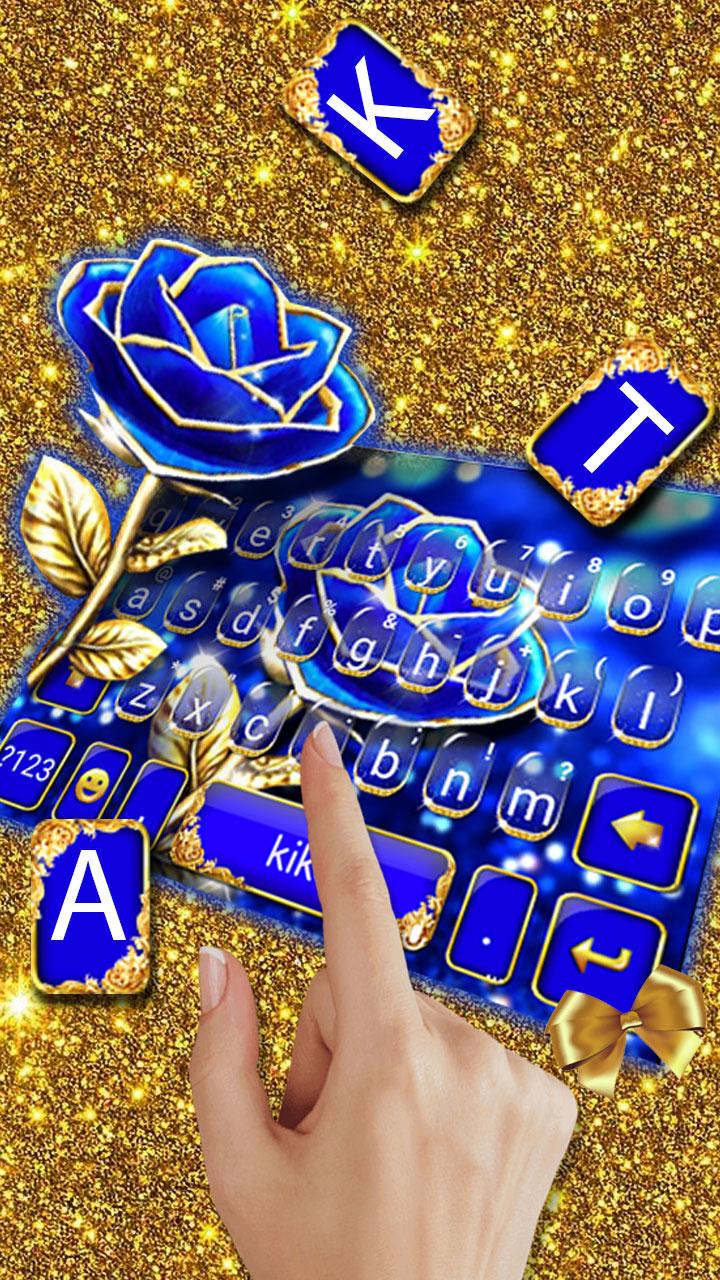اسکرین شات 2 برنامه Gold Blue Rose Crystal Keyboard Theme