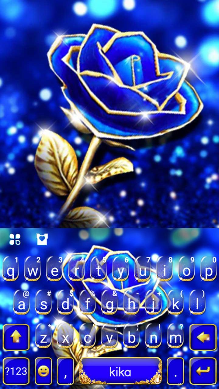 اسکرین شات 5 برنامه Gold Blue Rose Crystal Keyboard Theme