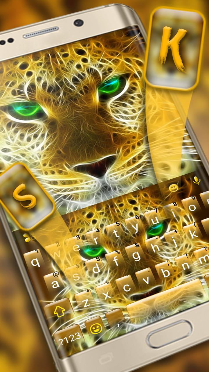 اسکرین شات 1 برنامه Golden Attacking Cheetah Keyboard Theme