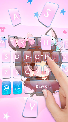 اسکرین شات 2 برنامه Kawaii Bow Girl Keyboard Theme
