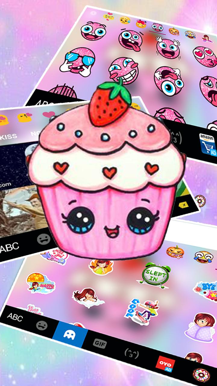 اسکرین شات 3 برنامه Kawaii Cute Cup Cake Keyboard Theme