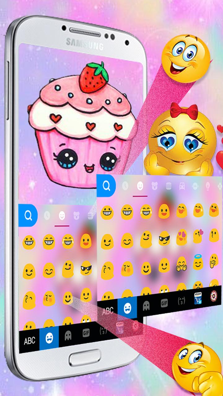 اسکرین شات 2 برنامه Kawaii Cute Cup Cake Keyboard Theme
