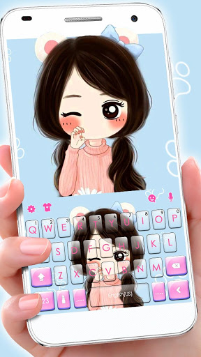 اسکرین شات 1 برنامه Kitty Girl Keyboard Theme