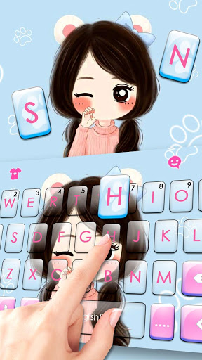 اسکرین شات 2 برنامه Kitty Girl Keyboard Theme