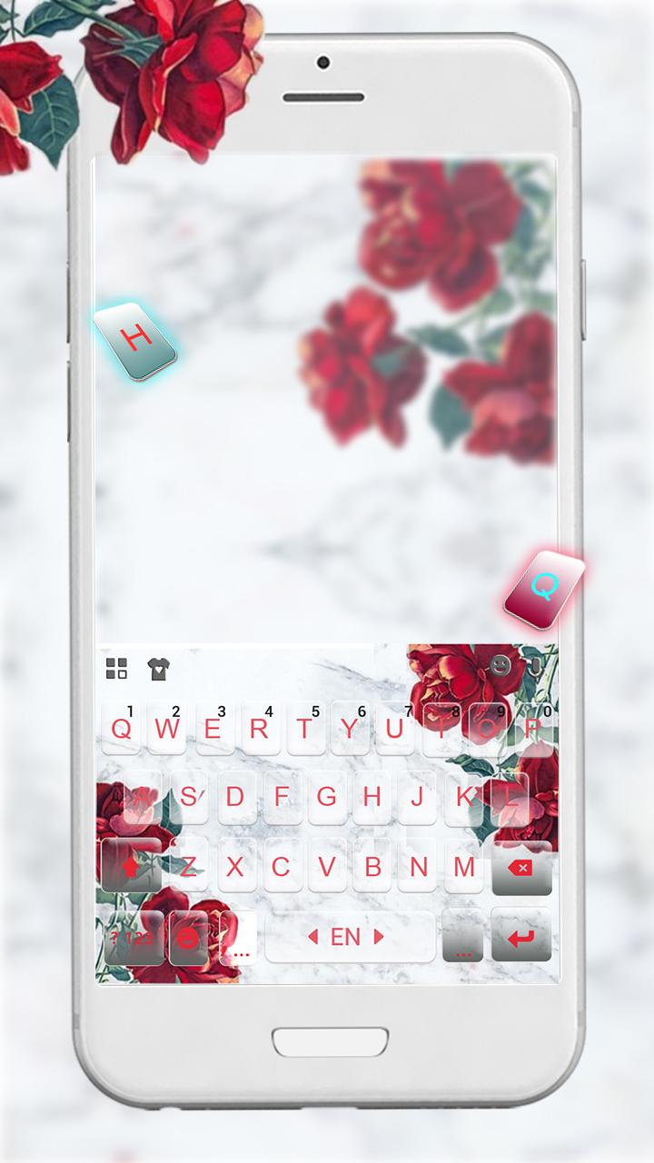 اسکرین شات 2 برنامه Marble Red Rose Keyboard Theme