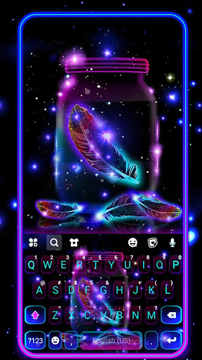 اسکرین شات 1 برنامه Neon Feathers Keyboard Theme