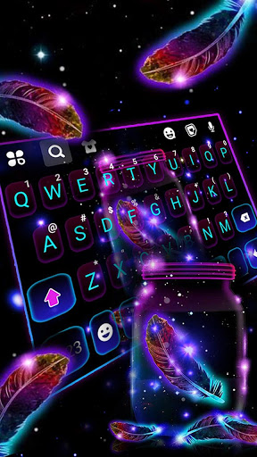اسکرین شات 3 برنامه Neon Feathers Keyboard Theme
