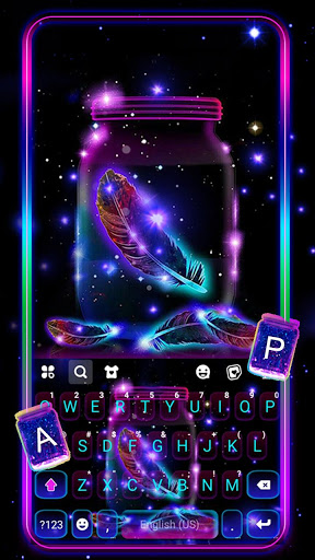اسکرین شات 2 برنامه Neon Feathers Keyboard Theme
