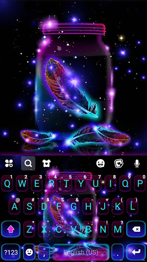 اسکرین شات 5 برنامه Neon Feathers Keyboard Theme