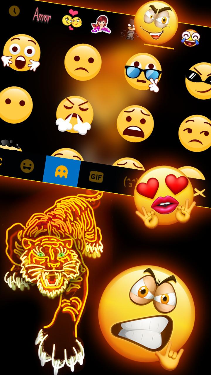 اسکرین شات 3 برنامه Neon Gold Tiger Keyboard Theme