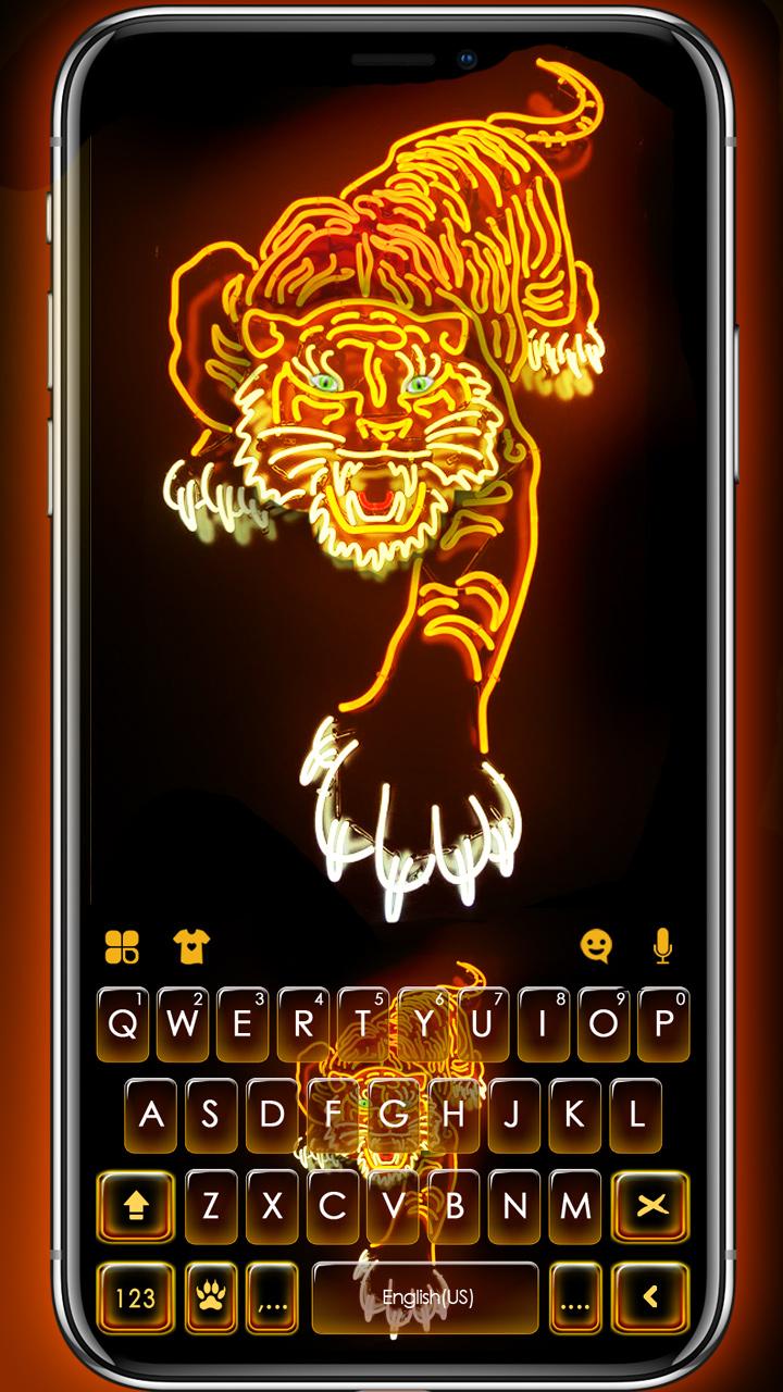اسکرین شات 1 برنامه Neon Gold Tiger Keyboard Theme